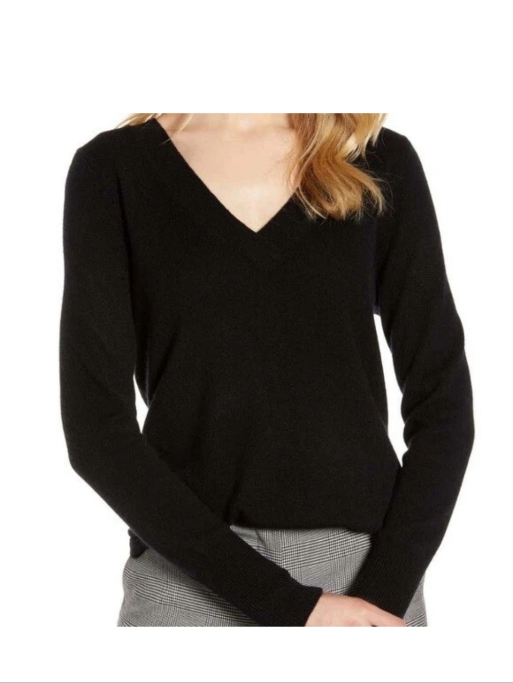 Halogen 100% Cashmere Black V Neck Sweater Sz M